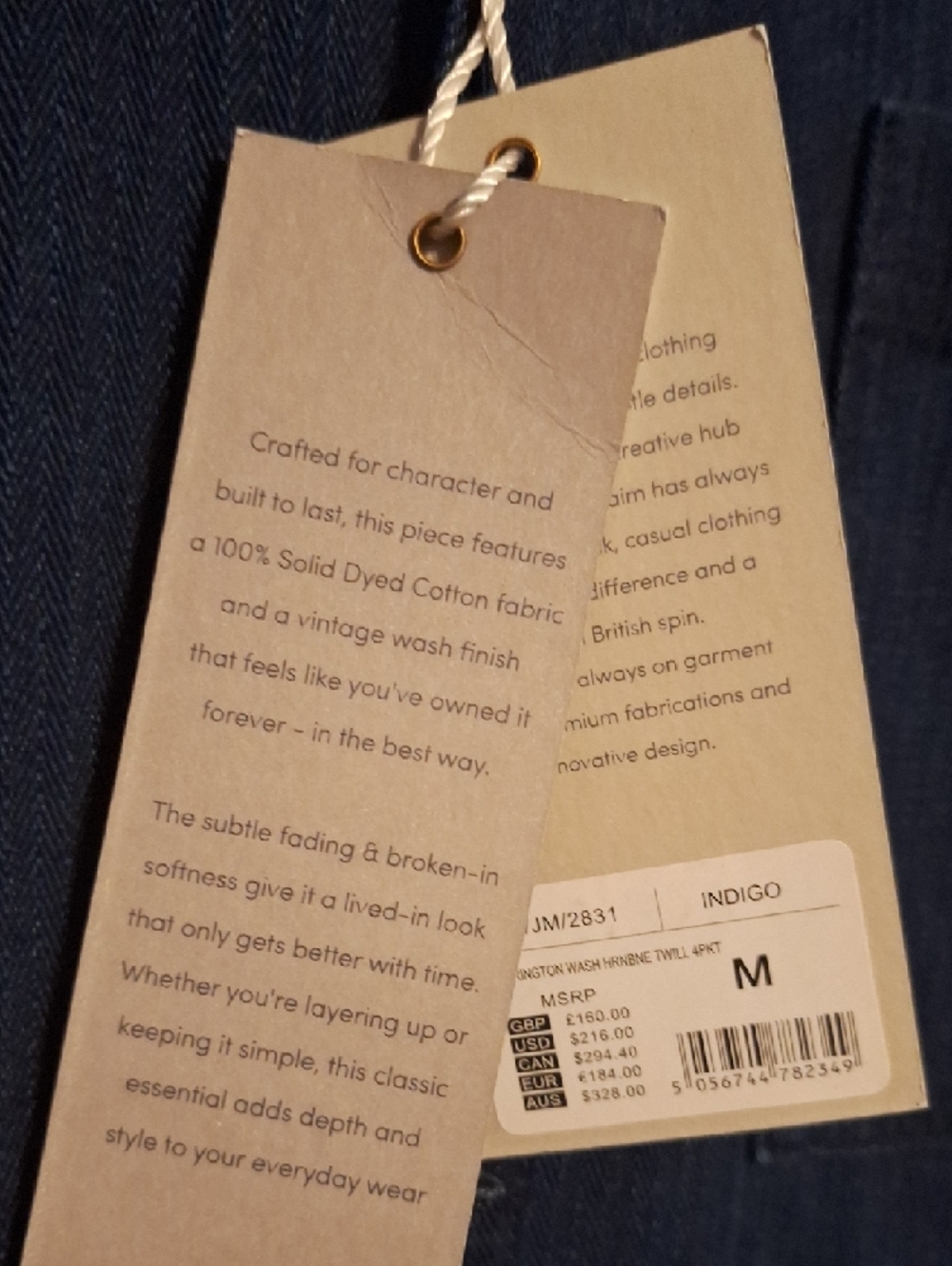 Folk Indigo Denim Shirt Jacket NWT Sz MED - Picture 3 of 6